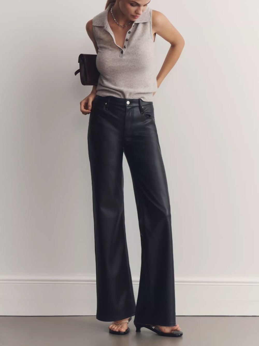 Anthropologie Hudson Rosie Faux Leather High-Rise Wide-Leg Pants in Black 29 nwt